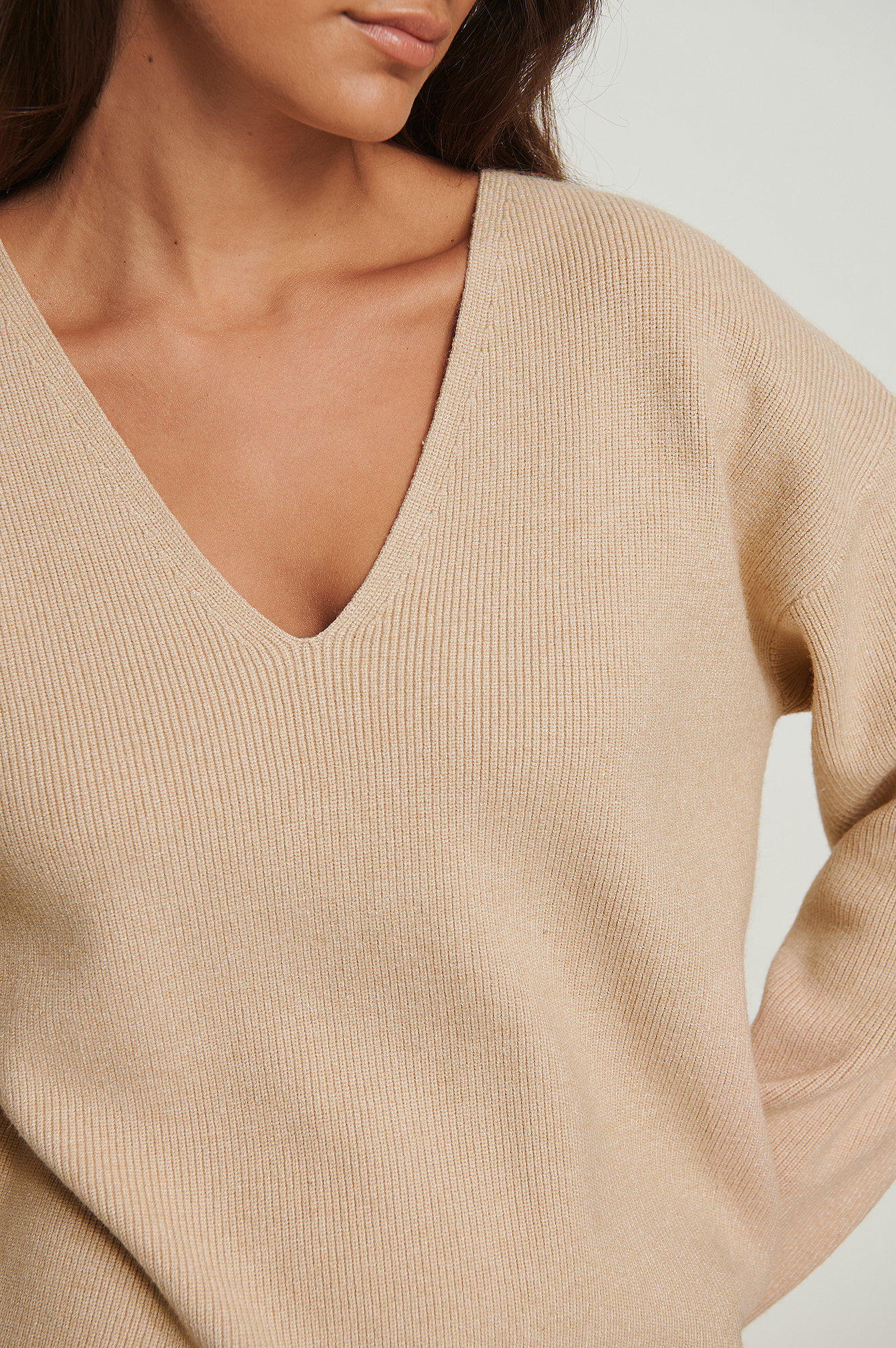 Soft Ribbed Loose Fit Sweater Beige ...